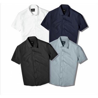 [Loại đẹp-Hàng VNXK-Ảnh thật] Áo sơ mi nam ngắn tay vải cotton lụa trơn mát chống nhăn chống phai màu Hot năm nay