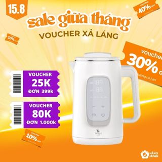 Bình đun nước, hâm nước phá sữa cho bé moazbebe mb070 giữ nhiệt, khử clo, dung tích 1.5l - bh 12 tháng
