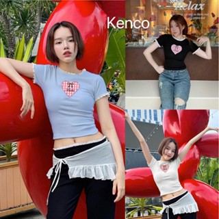 Áo Thun Baby Tee Phối Viền Ren PINKSTORE29 In Hình Trái Tim Nơ Babe Kenco Sài Gòn