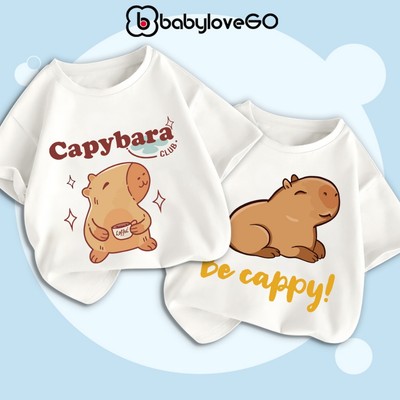 Áo thun cho bé BabyloveGO áo ngắn tay in hình Capybara độc đáo dễ thương cho bé
