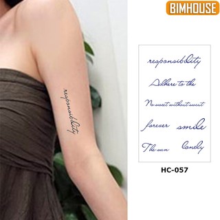 Hình xăm dán chữ bimhouse, miếng dán tattoo hình xăm thảo dược hc-057