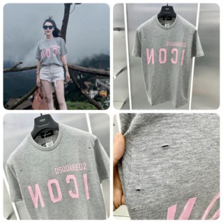 Áo Thun DSQ Phối Rách In Hình Icon Trước Ngực Chất Dày Dặn Thoáng Mát