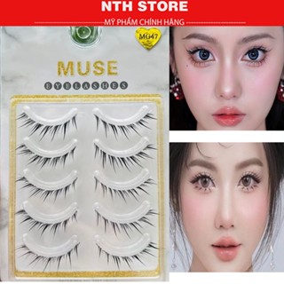 Lông Mi Giả Gân Trong Đuôi Cáo MG47 MUSE 5 Cặp, gân mềm mỏng, siêu nhẹ và có độ cong sẵn