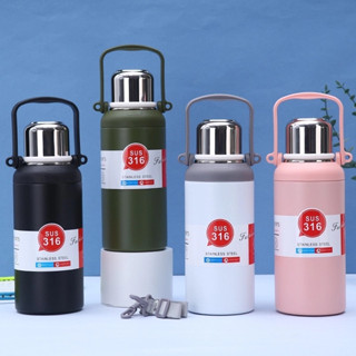 Bình giữ nhiệt inox 316 cao cấp TBNGOOD 1200ml 1500ml SY-8228 kèm dây đeo, nắp làm cốc uống nước giữ nhiệt 12h