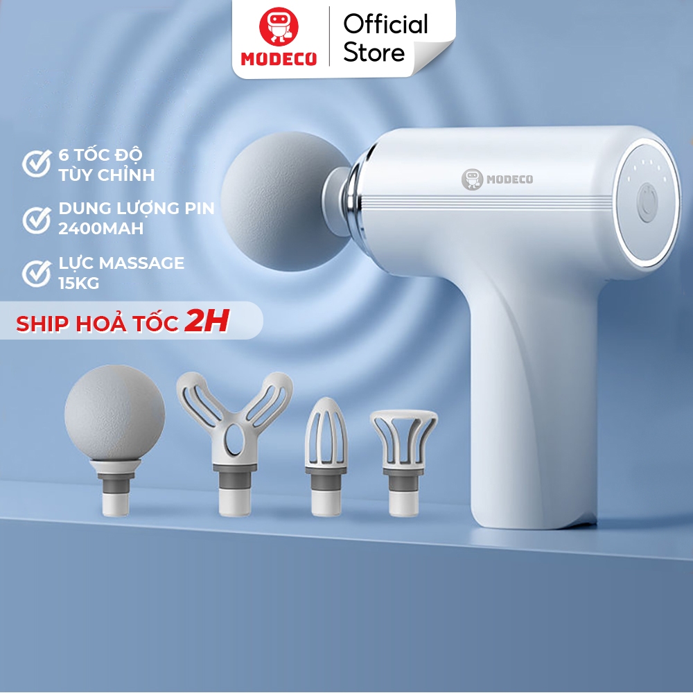 Máy Massage Cầm Tay Mini Cao Cấp Modeco - Công Nghệ Ai Cảm Biến Lực Nhấn Giúp Giảm Đau Mỏi, Giãn Cơ Sau Tập Luyện