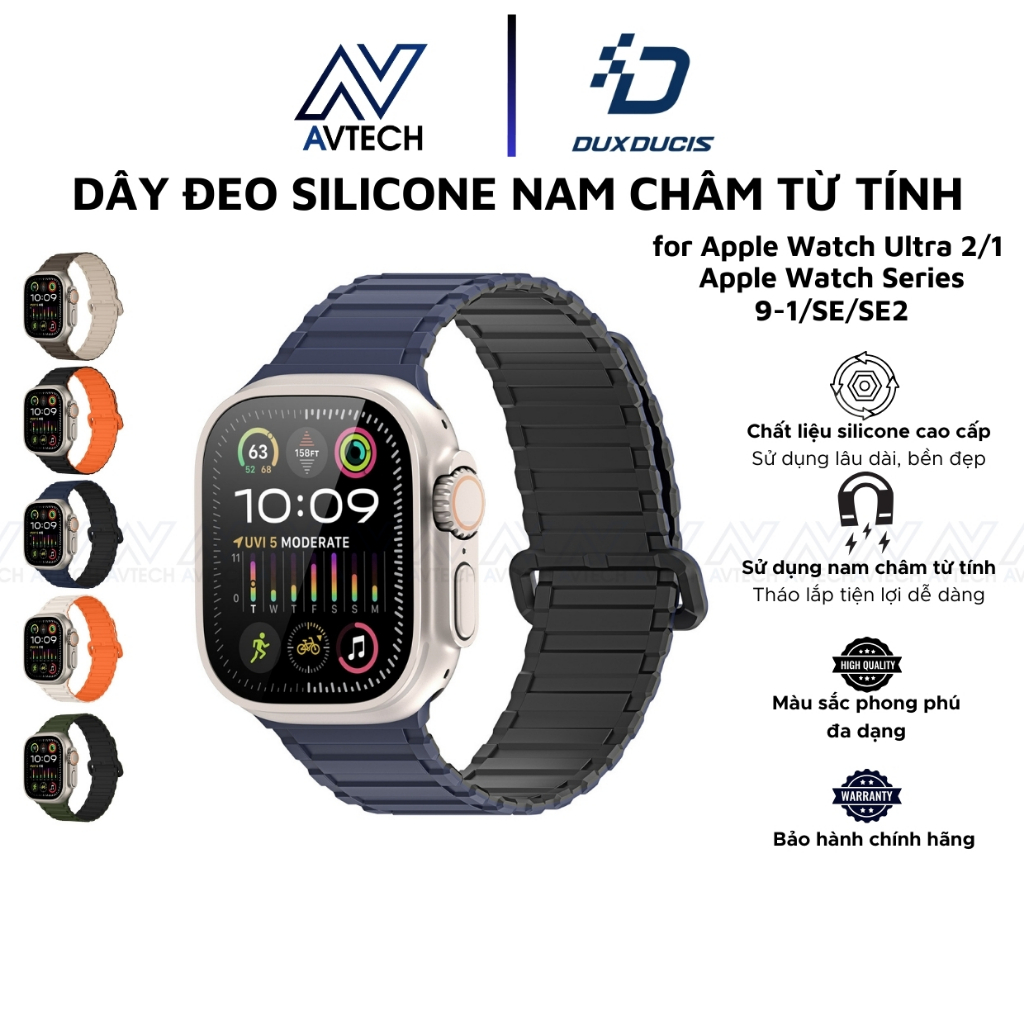 Dây Đeo Silicone Nam Châm Từ Tính Dux Ducis Dành Cho Apple Watch Ultra 2/1, Apple Watch Series, KJ S