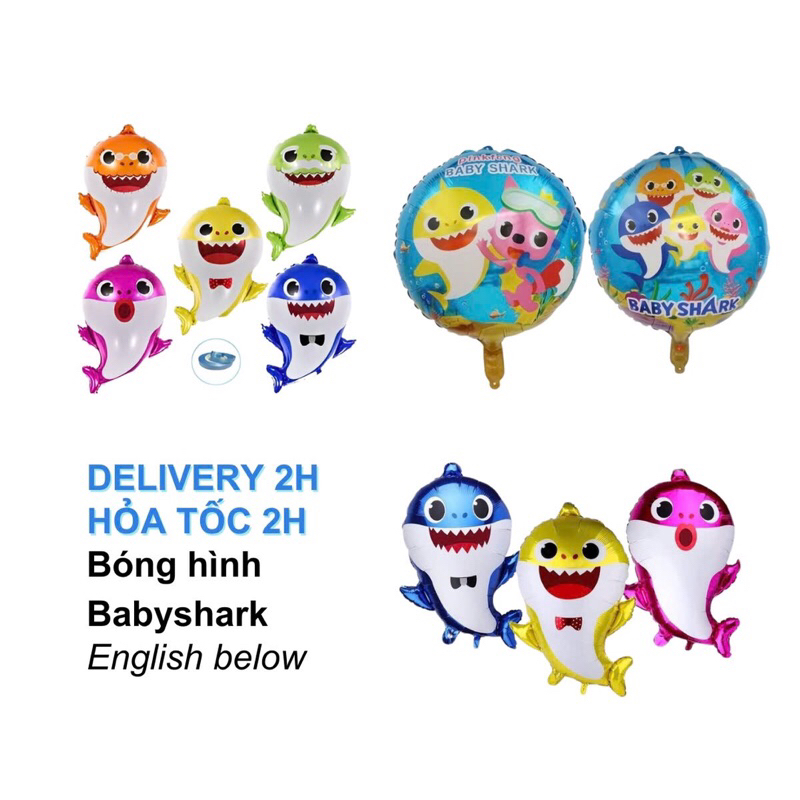 Bóng Hình Baby Shark Cho Bé Trang Trí Tiệc - Baby Shark Foil Balloon For Party Decorations Multiple 