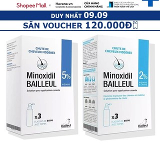 Xịt mọc tóc minoxidil bailleul laboratoires 2% & 5% - ngăn rụng tóc, kích thích mọc tóc