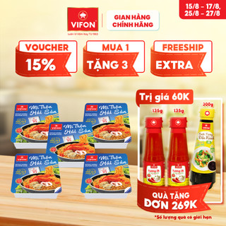 [VOUCHER đến 80K]-Set 5 Khay Mì Trộn Tương Đen/ Bò Sa tế/ Hải Sản/ Spaghetti/ Pad Thái/Tôm Chua Cay Thái VIFON 90gr