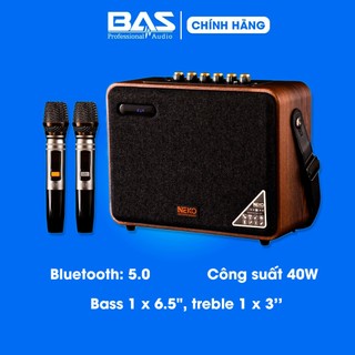 Neko NK01Pro, Loa xách tay di động kết nối Bluetooth hát karaoke kèm 2 micro không dây UHF