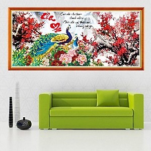 Tranh đính đá cha mẹ KT:99x50cm. Tranh gắn đá chưa gắn.
