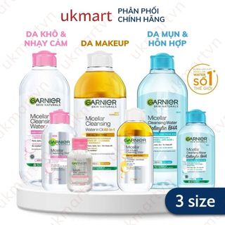 Nước làm sạch và tẩy trang cho mọi loại da Garnier Micellar Water 50ml, 125ml, 400ml
