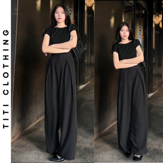  Quần suông ống rộng TiTi03 quần ống suông cạp cao quần suông vải quần tây ống rộng quần dài nữ ống suông 