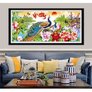 Tranh đính đá vợ chồng KT:112x52cm. Tranh gắn đá tự làm.