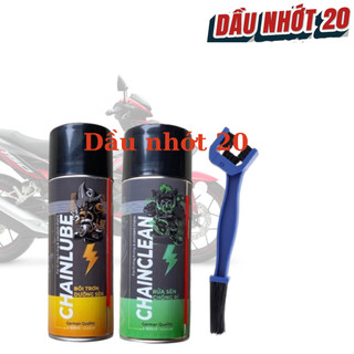 Xịt vệ sinh sên Chain Clean SprayKing 400ml, bảo dưỡng sên xích Chain Lube 400ml kèm bàn chải sê