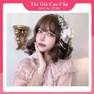 Tóc giả nữ nguyên đầu xoăn ngắn 20cm - tặng kèm lưới trùm, mã d3038