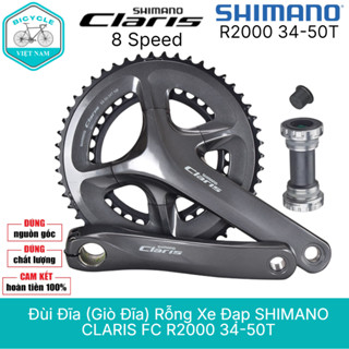 Đùi Đĩa (Giò Dĩa) Rỗng Xe Đạp 2 Tầng SHIMANO CLARIS FC R2000 34-50T – Chính Hãng, Cho Xe 8 Tốc Độ