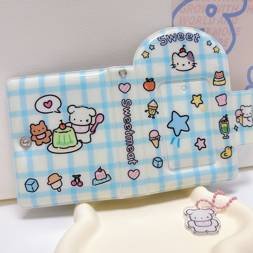 Holder Collect Book "Sweetmeat" Kèm Keyring - Collect Book 1 Ô Có Nút Gài Sheet PVC Dày Dặn Style Hà