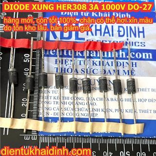 20 con DIODE XUNG HER308 MIC HER308G 3A 1000V đi ốt chân cắm DO-27 kde3514