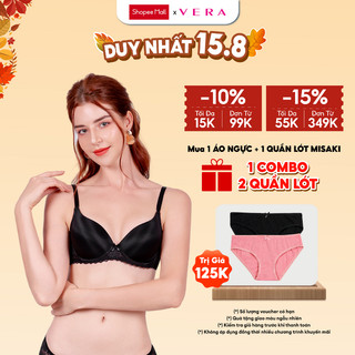 Áo ngực Misaki mút dày cúp trơn phối ren - 7325