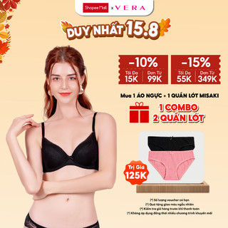 Áo ngực Misaki mút mỏng cúp ren phối dây lưng lưới - 9107