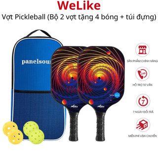 Vợt Pickleball (Bộ 2 vợt tặng 4 bóng + túi đựng) Welike - Vợt chơi bóng cao cấp siêu nhẹ siêu bền dành cho mọi lứa tuổi