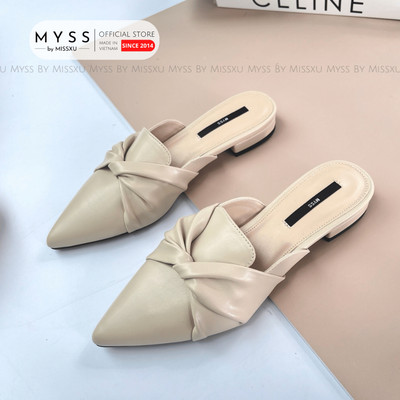 Giày guốc sục nữ MYSS mũi nhọn phối nơ satin 1cm thời trang - SU85