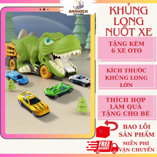 Xe đồ chơi khủng long, khủng long đồ chơi nuốt xe ô tô size lớn dành cho bé trai
