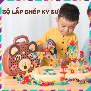 Bộ đồ chơi lắp ráp kỹ sư - Kèm khoan điện chạy pin cho bé thỏa sức sáng tạo phát triển kỹ năng