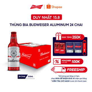 Thùng 24 Chai Aluminum Bia Budweiser Chính Hãng (355ml/ chai)