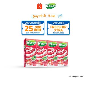 Lốc sữa chua lên men tự nhiên Yomost hương dâu 4x170ml