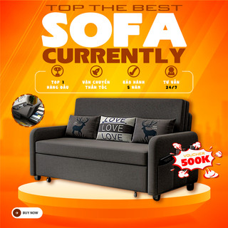 Giường xếp đa năng, sofa giường thông minh gấp gọn khung sắt tĩnh điện, tặng kèm gối