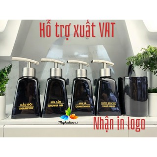 [1 bình] Bình sứ đựng dầu gội, sữa tắm, nước rửa tay gốm sứ bát tràng Mephuclam.4.7 có nhận in logo cho Quý khách
