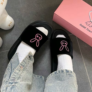 Dép Rabbit town Cute Thêu Quai Ngang đế cao 4cm Chống Trơn / Bảo hành 12 Tháng