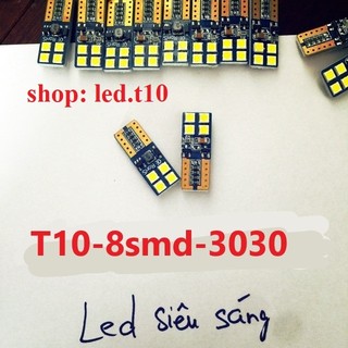 Đèn LED Canbus T10 8smd chipled 3030 siêu sáng trắng canbus error T10 demi,xi nhan, soi biển số, xe máy, trần ô tô