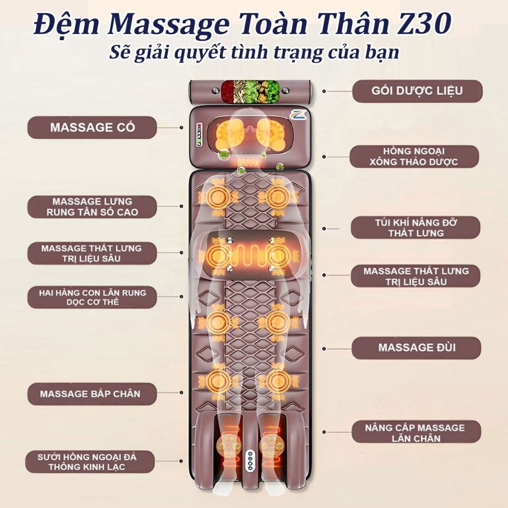 Đệm massage toàn thân ZLIFE Ghế nệm thảm mát xa, máy gối massage lưng cột sống cổ vai gáy chính hãng
