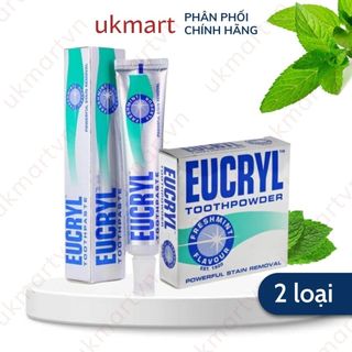 Kem đánh răng eucryl 62g, bột tẩy trắng răng eucryl 50g giúp sạch miệng trắng răng, hơi thở thơm mát