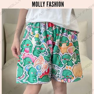 Quần Short hoạt hình KHỦNG LONG Unisex dành cho nam nữ mặc nhà 38-65kg Molly Fashion