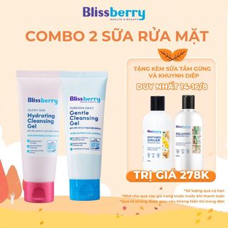 Combo Sữa rửa mặt Blissberry Daily Gentle Cleansing Gel & Blissberry Glowy Skin Hydrating Cleansing Gel 100ml