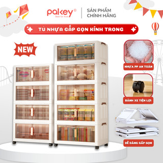 Tủ Đựng Đồ Gấp Gọn Tiện Lợi, Tủ Nhựa Màu Trắng Kính Trong Suốt Đa Năng Dày Dặn Chắc Chắn An Toàn - SK009