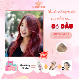Thuốc nhuộm tóc màu ĐỎ DÂU không tẩy nhuộm tóc nam nữ tại nhà LIONSTORE