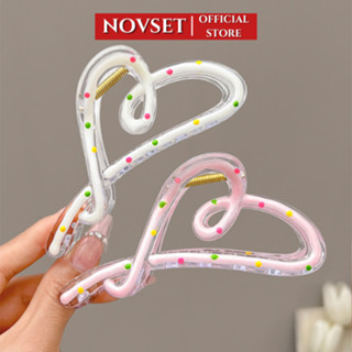 Kẹp Tóc Hồng Trắng Trái Tim Tình Yêu NOVSET Cặp Tóc Trái Tim Chấm Màu Ngọt Ngào (A302)