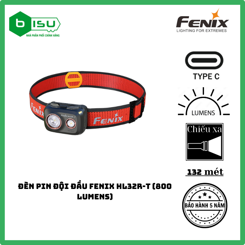 ĐÈN PIN ĐỘI ĐẦU FENIX HL32R-T (800 LUMENS)