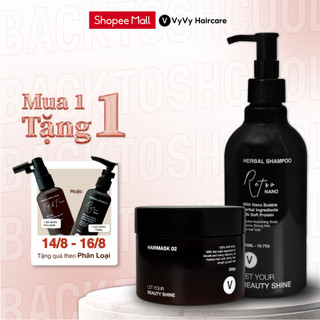 Bộ gội ủ dưỡng bóng giảm rụng cho da đầu và mái tóc khỏe đẹp óng ả combo10 vyvyhaircare V 530ml
