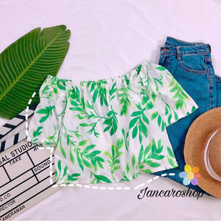 Áo bẹt vai kate hoa mặc hè - jancaroshop
