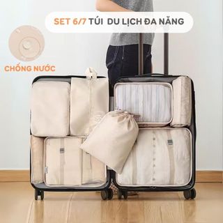Set 7 túi đựng đồ quần áo du lịch đa năng tiện lợi túi chia đồ vali chống nước đựng mỹ phẩm giày dép Gọn Gàng