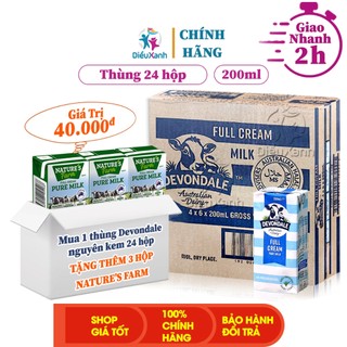 [ Hỏa Tốc ] Thùng 24 Hộp Sữa DEVONDALE Full Cream 200ml - Mua 1 Thùng Tặng 3 Hộp Nature's Farm 150ml