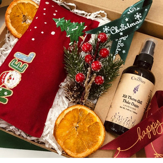  Set quà tặng giáng sinh gối chườm thảo dược phiên bản noel limited mix xịt thơm gối lavender _ ONATREE 