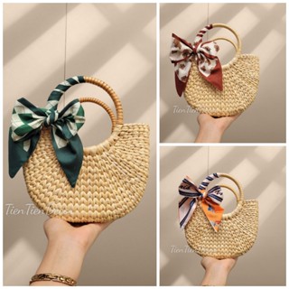 Túi cói ⚡ CỰC HOT ⚡ Túi lục bình Vintage đi biển, chụp ảnh decor, siêu đẹp quai mây ngang 20cm