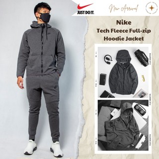 Áo khoác nam nữ NK Tech Fleece Full-Zip Hoodie Jacket ; Áo khoác NIKE thể thao chất nỉ dày dặn - Xám ghi